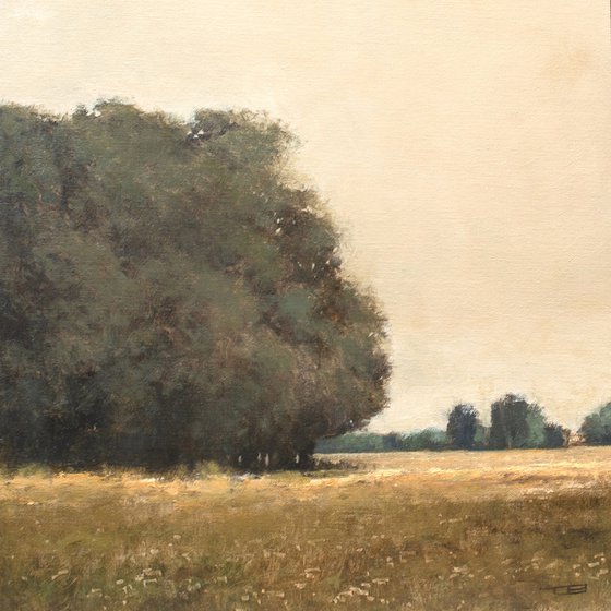 Summer Trees 122215, Tonal landscape and trees impressionist oil painting