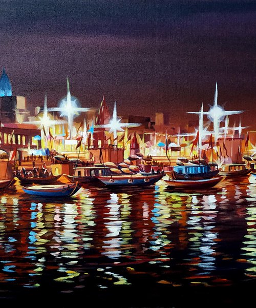 Night Reflections Varanasi by Samiran Sarkar