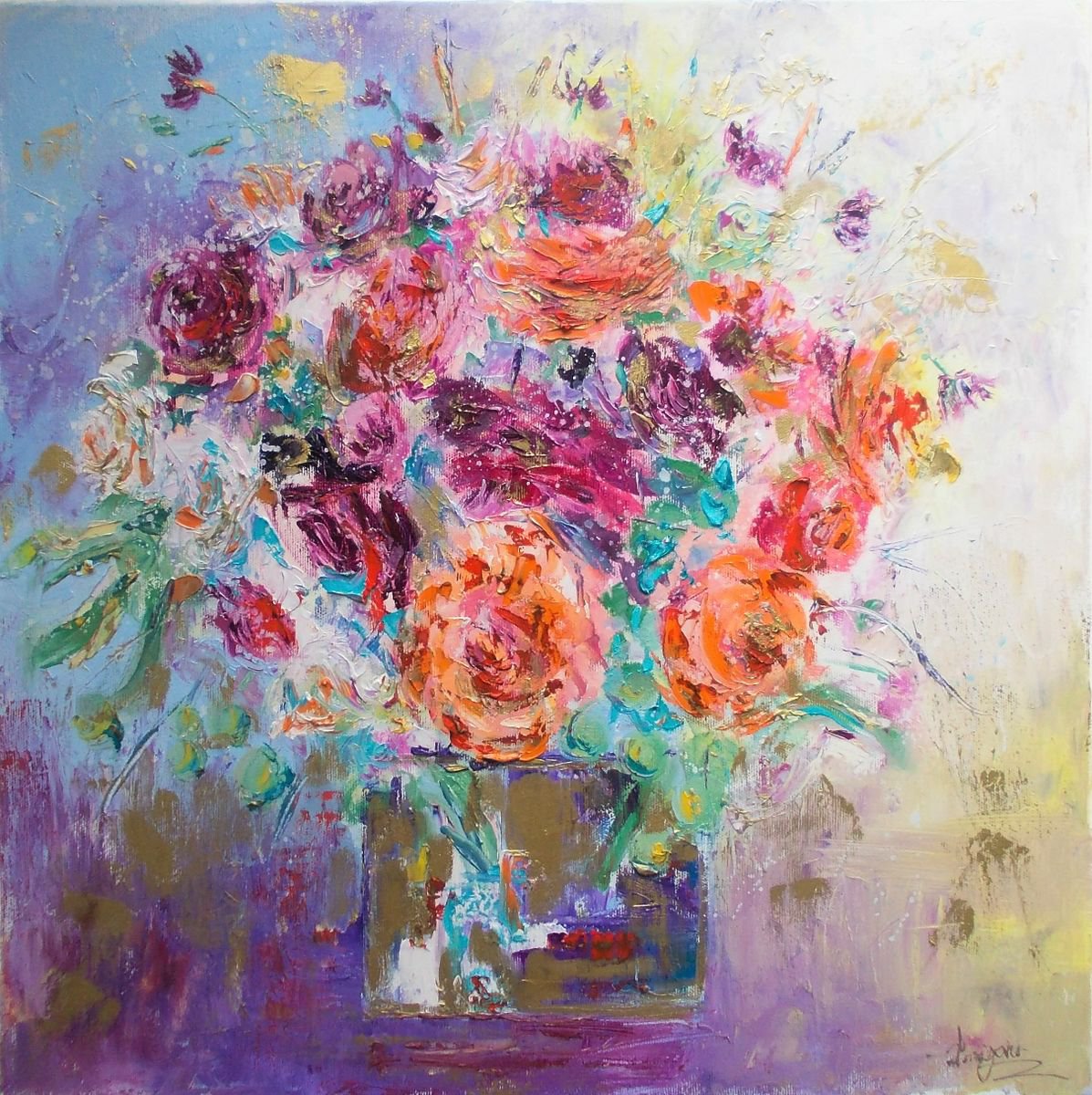 Morning Joy II-Roses oil painting-Still life roses by Antigoni Tziora