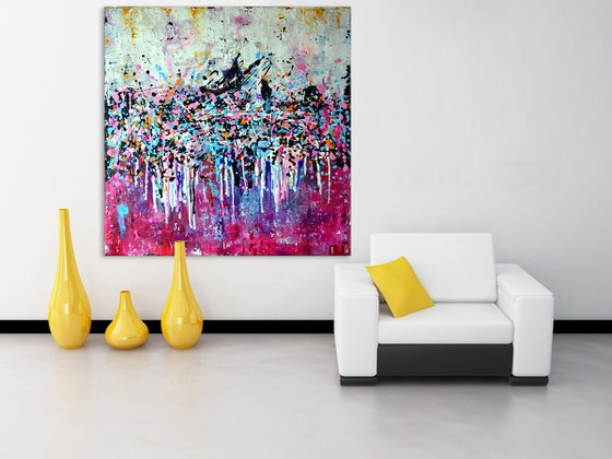 HAPPY DAY - Large Modern Abstract Palette knife Urban art