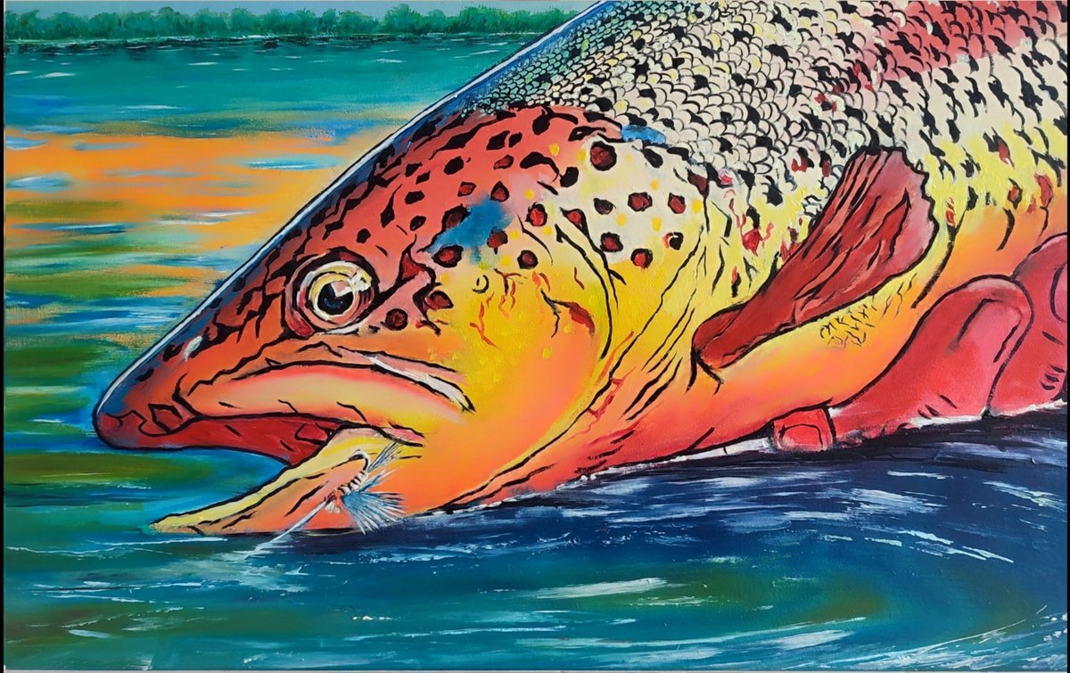 Urban And Pop Animal Oil Painting By Artem _Ar.ko, 24 X 15, River Flame, Original Artwork