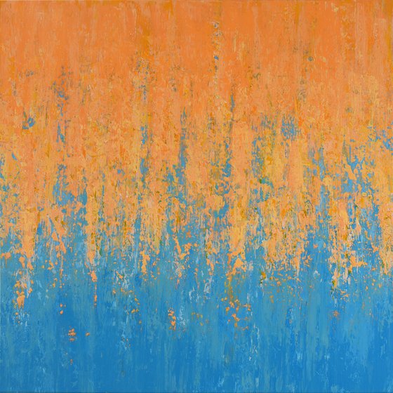 Orange into Blue - Modern Colorful Textured Abstract