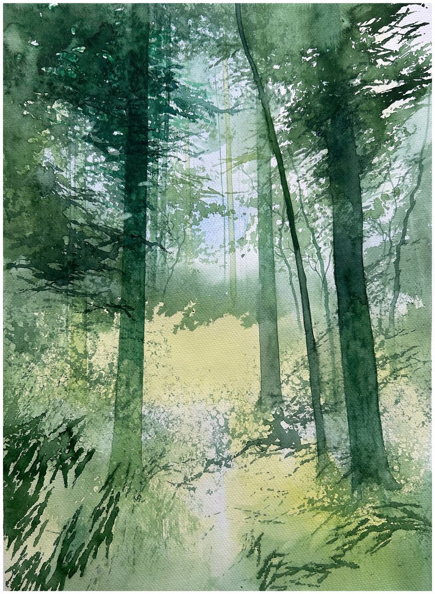 Impressionistic Watercolour , Summer Landscape By Nazar Grunyka, 12 X 16, Artwork For Sale On Artfinder