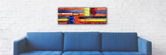 "Face Off" - FREE USA SHIPPING + Special Price - Original PMS Abstract Oil Painting On Canvas - 36" x 12"