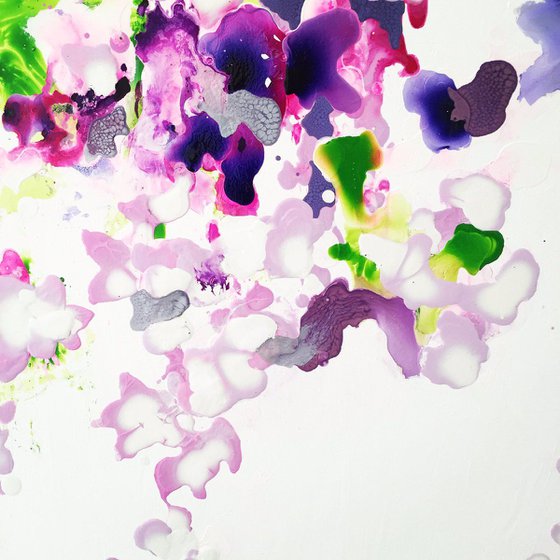 Lilac Falls, 100 x 100cm, Floral abstract art for the Home, Office, Shop, Restaurant or Hotel