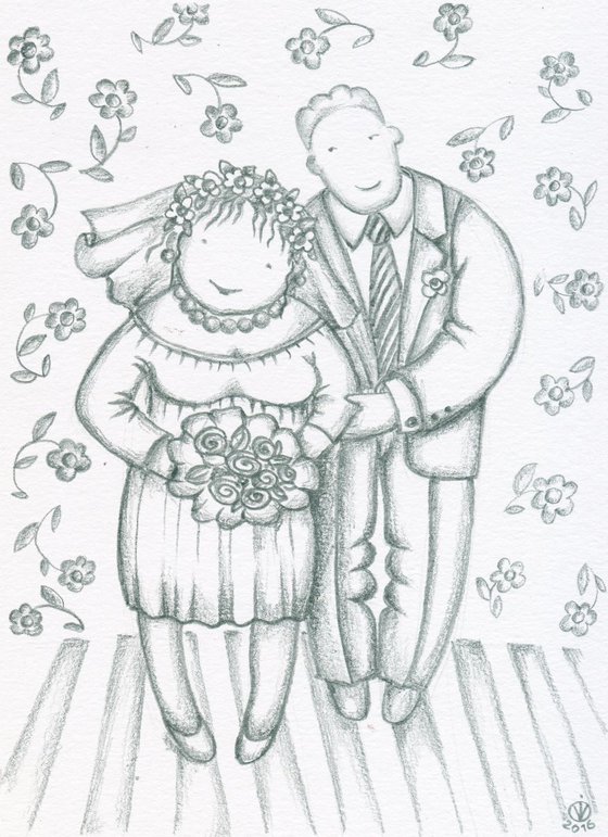Just Married Sketch Photos and Images