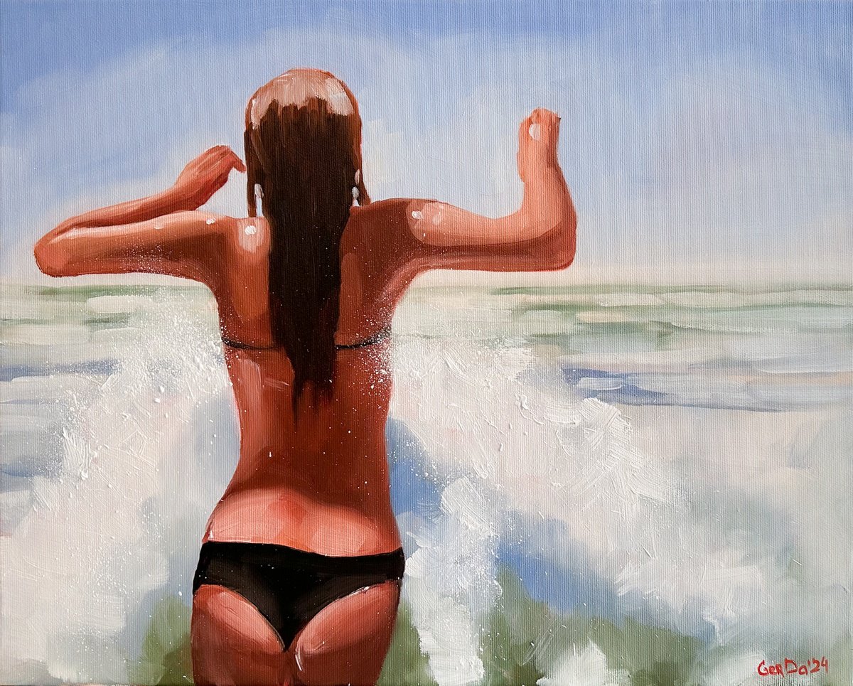 Impressionistic Landscape Oil Painting By Daria Gerasimova, 20 X 16, Through The Wave, Original Artwork