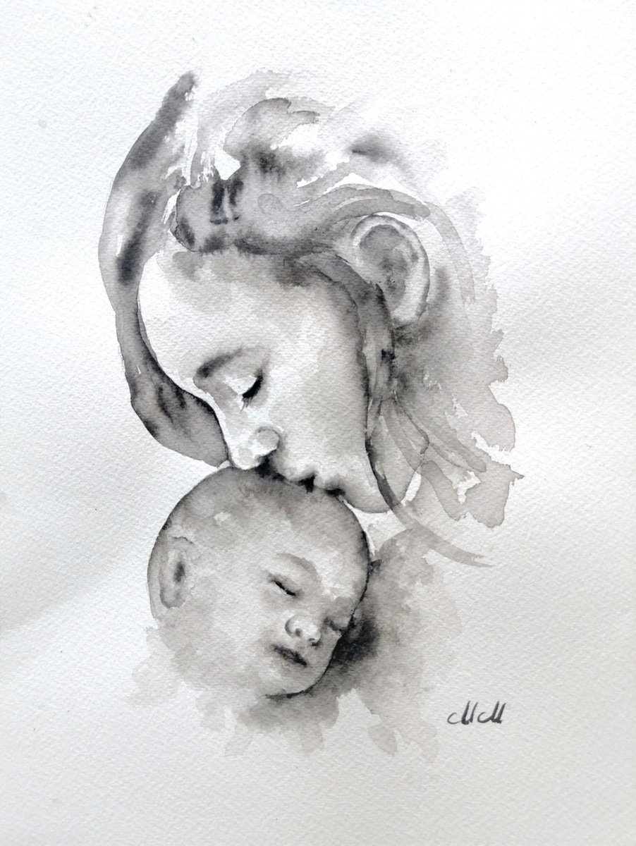Maternal love IV by Mateja Marinko