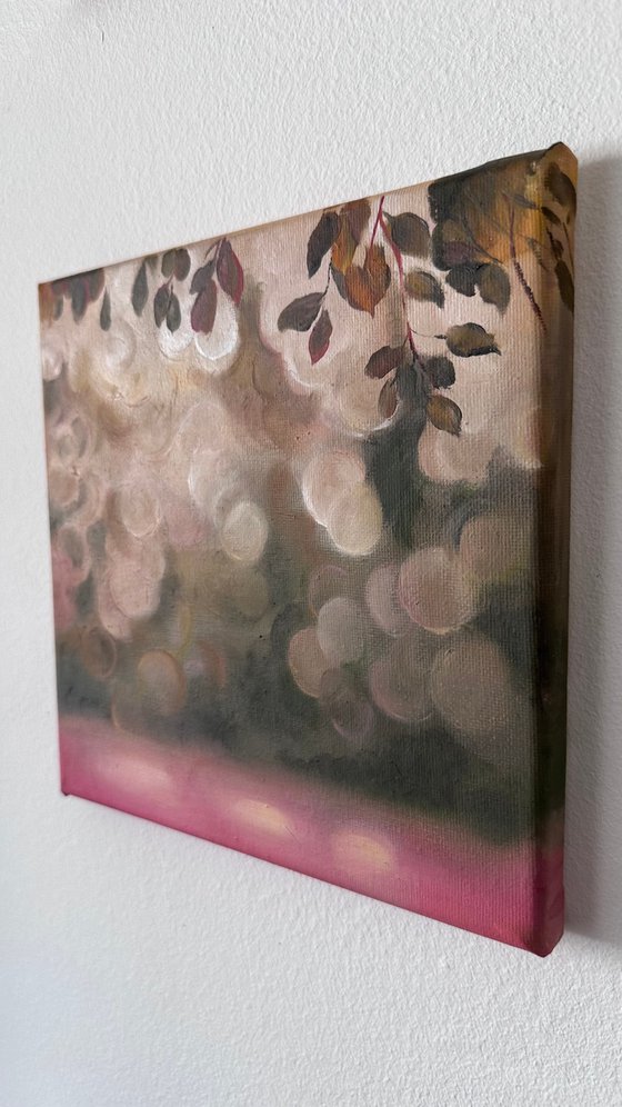 Soft Lights Floral Pink Green Gold Bokeh Art