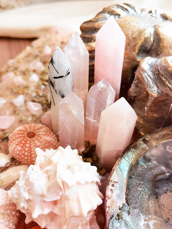 Love angel aura rose quartz. Family portrait with mother, father, baby.