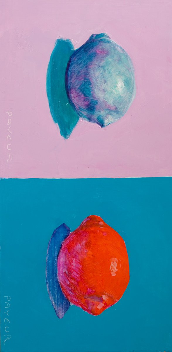 gift for food lovers: modern diptych, still life of psychedelic lemons by Olivier Payeur