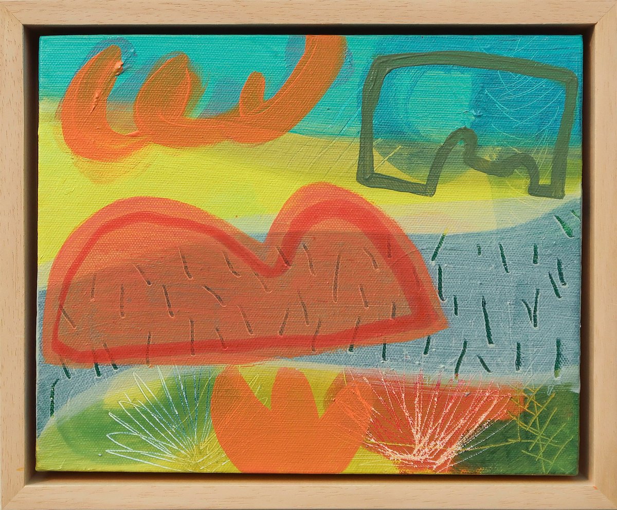 Expressive Abstract Acrylic Painting By Suzie Cumming, 11 X 9", Coastal Meander, Original Artwork