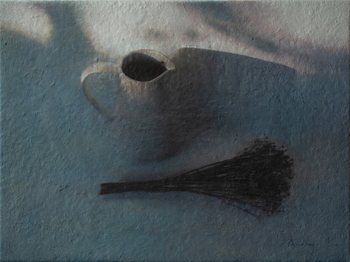 Photorealistic Still Life Acrylic Painting By Andrejs Ko, 24 X 18, Evening With Dried Flowers, Original Artwork