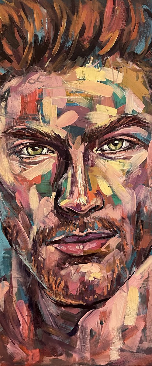 Handsome young male portrait sexy man painting by Emmanouil Nanouris