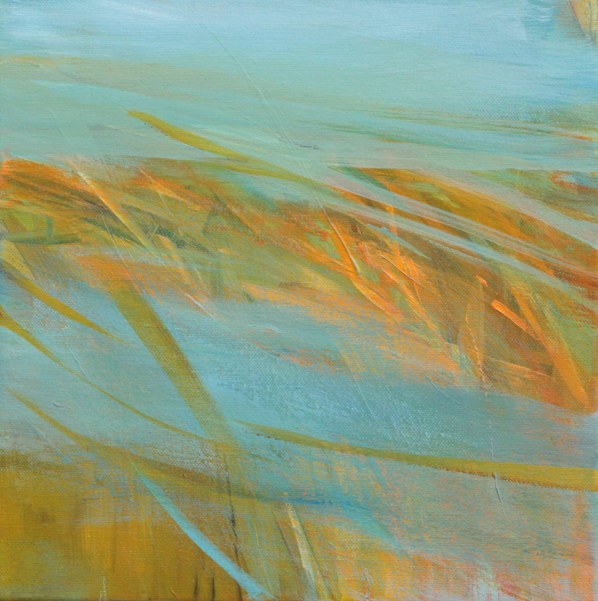 Expressive Abstract Acrylic Painting By Ute Laum, 12 X 12", Harvest Season Iv, Original Artwork