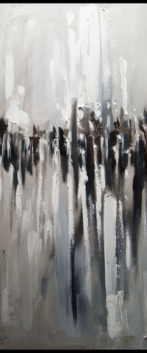 " I promise I will find you anywhere ... "  ABSTRACT original OIL painting CITY palette knife GIFT MODERN URBAN ART OFFICE ART DECOR HOME DECOR GIFT IDEA by Monika Luniak