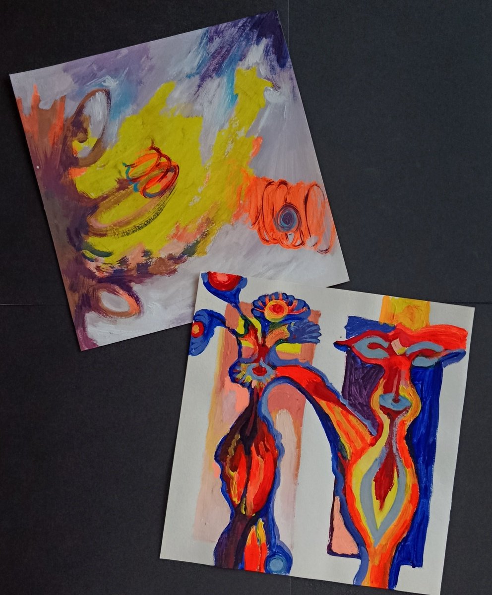 Expressive Abstract Acrylic Painting By Tetiana Borys, 11 X 11", A Step Towards Meeting. Diptych, Original Artwork