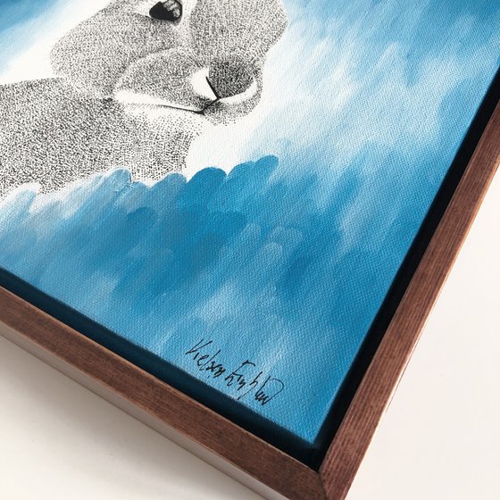 The Dreamy Blue Bunny Painting on Canvas