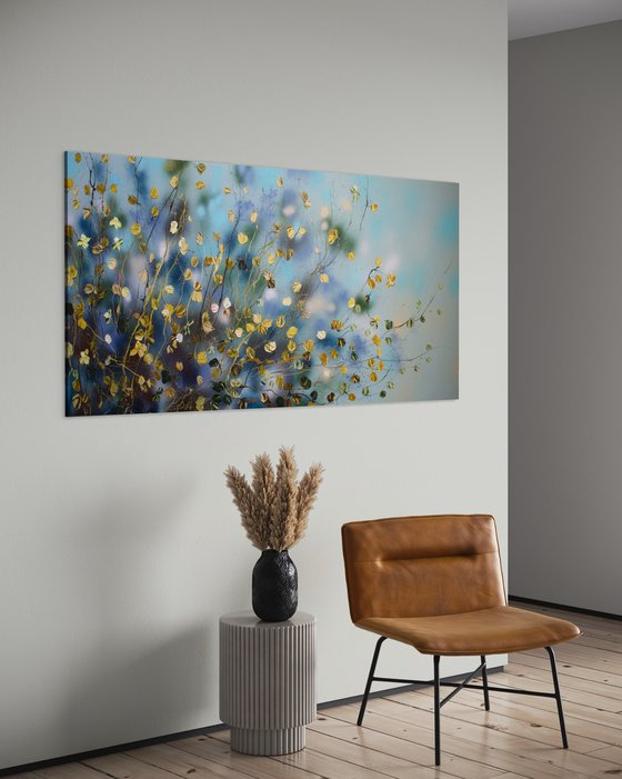 "Caramel landscape" very large floral painting horizontal format