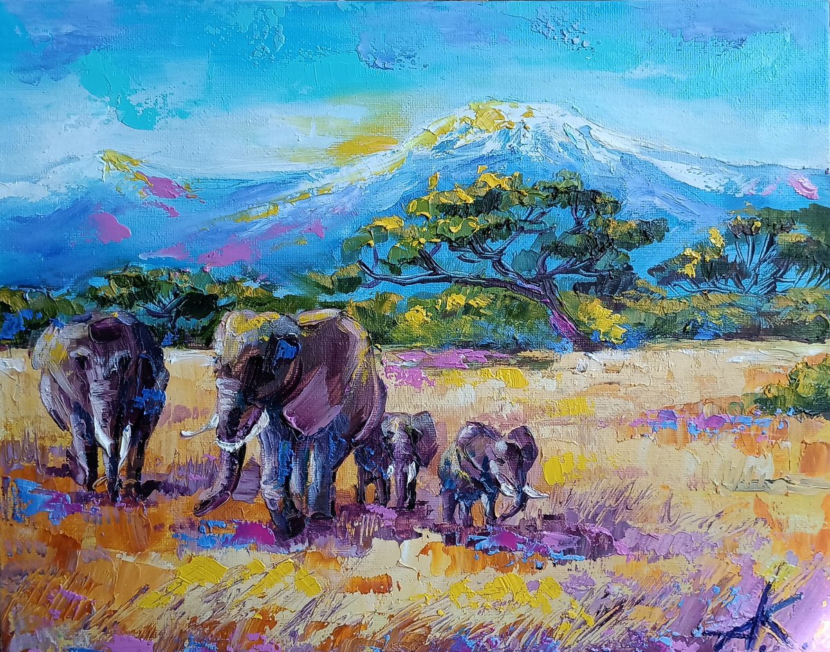 Impressionistic Animal Oil Painting By Anastasia Kozorez, 12 X 9, Safari, Original Artwork