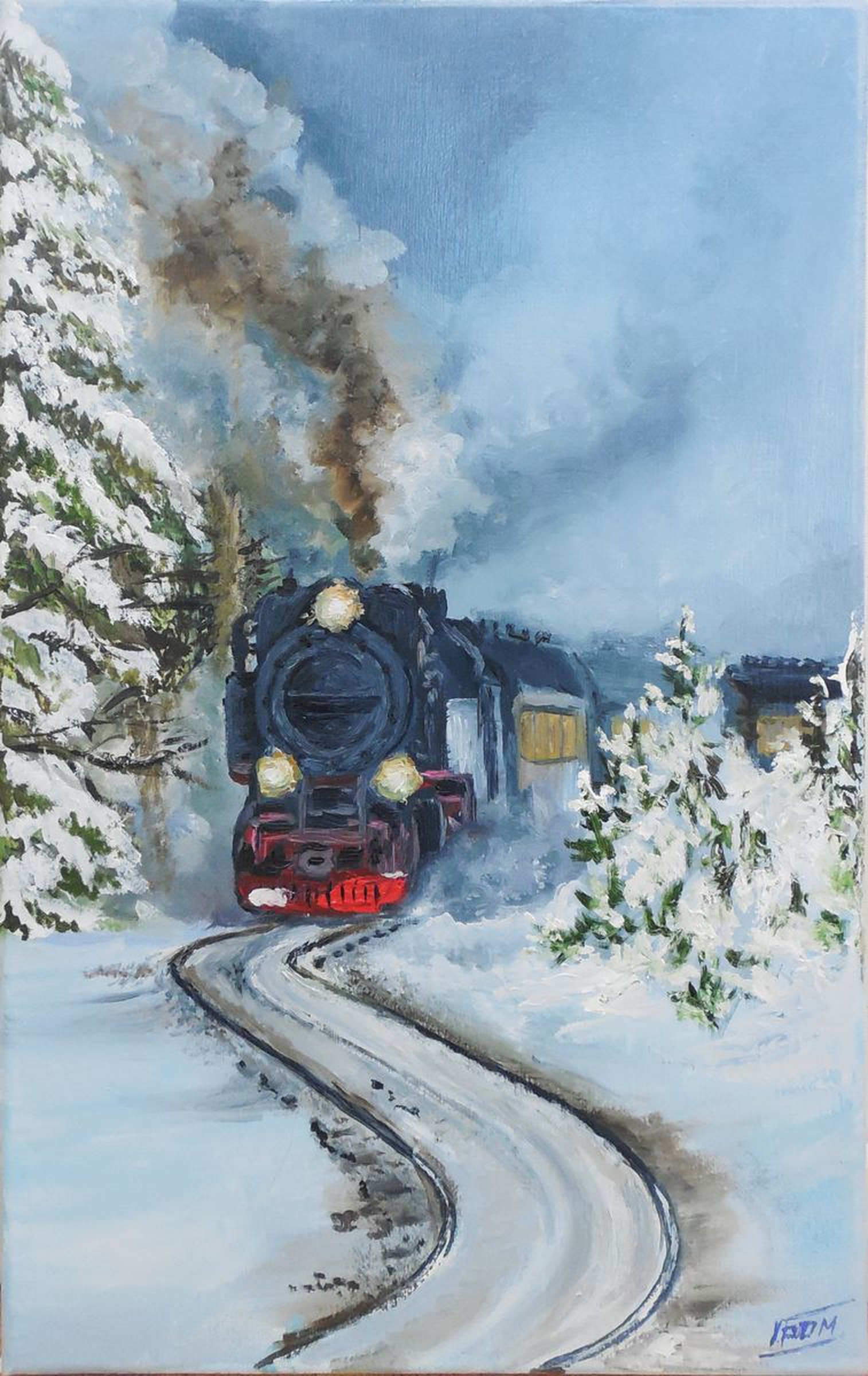 Old Locomotive Winter Railway Artfinder