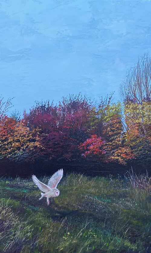 'Quartering the Autumn Meadow' Large Oil painting by Simon Jones