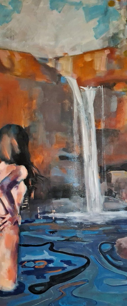 girl with waterfall 12-10-23 by Thomas Donaldson