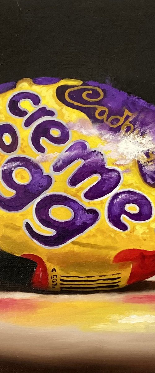 Cadbury chocolate Creme egg still life by Jane Palmer Art
