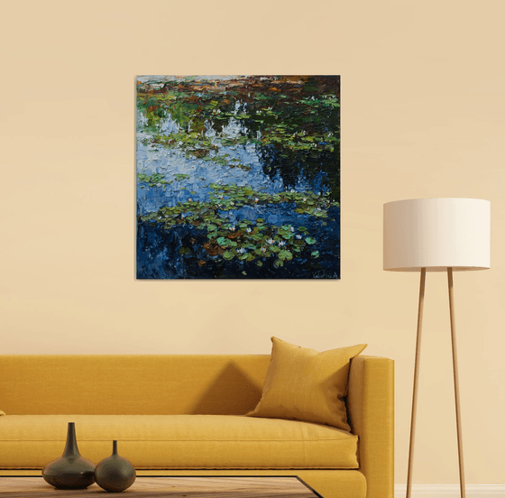 White water Lilies - Original Oil painting