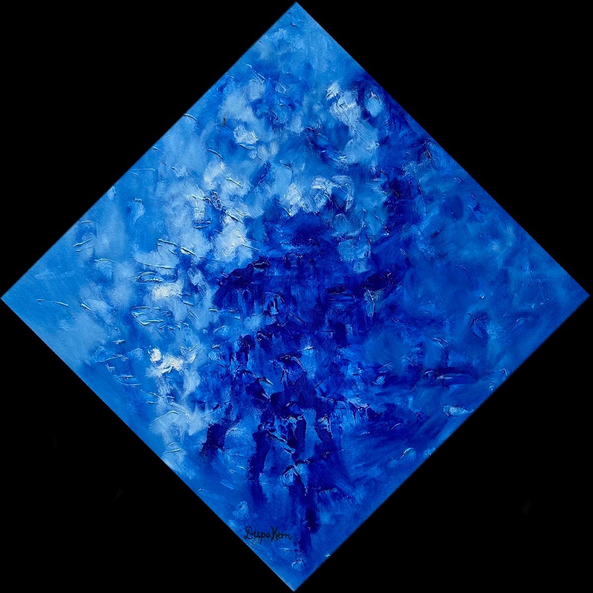 Diagonal Blue Abstract, Blue Diamond by Deepa Kern