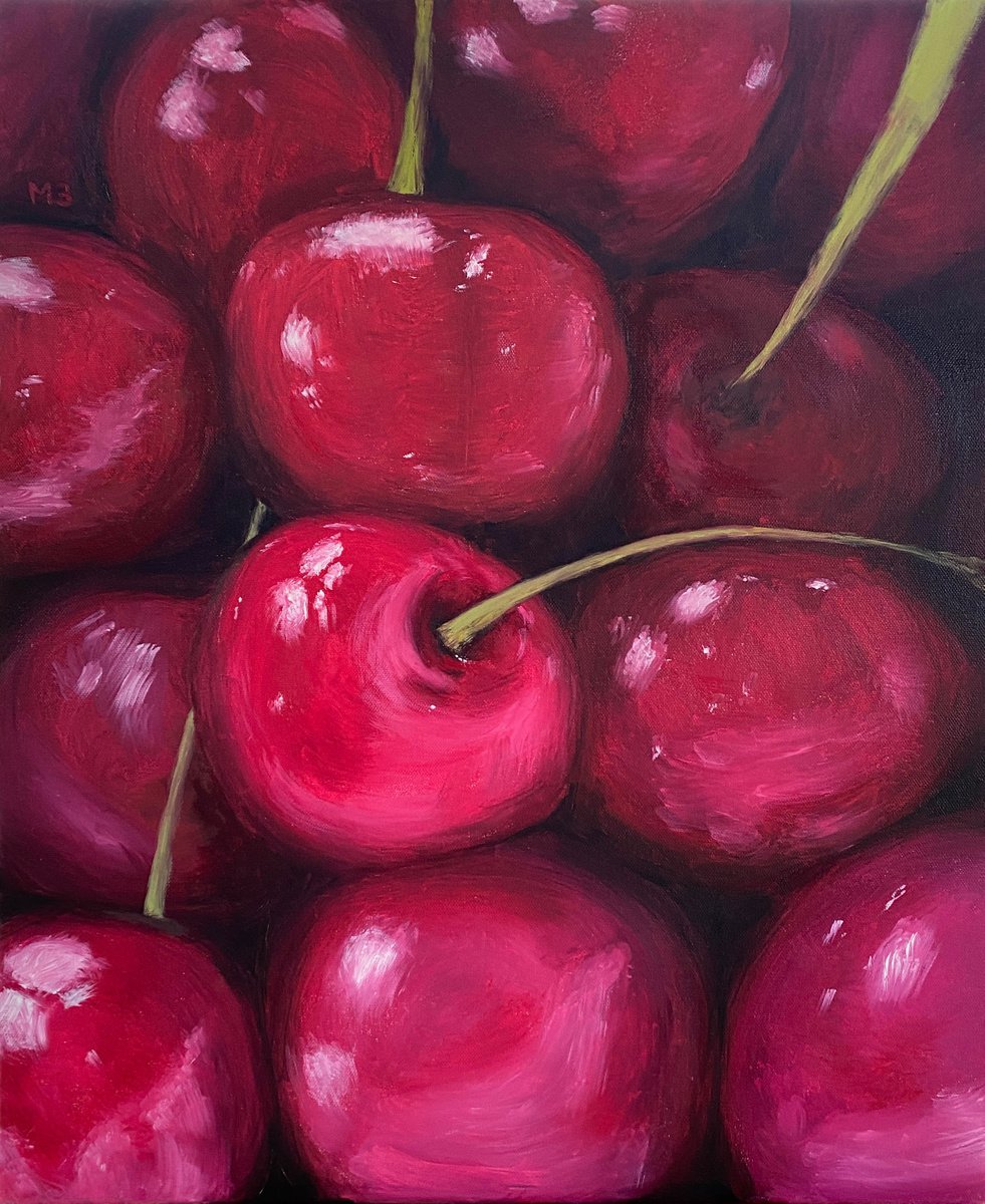 Juicy cherries, 50 х 60 cm, oil on canvas by Marina Zotova