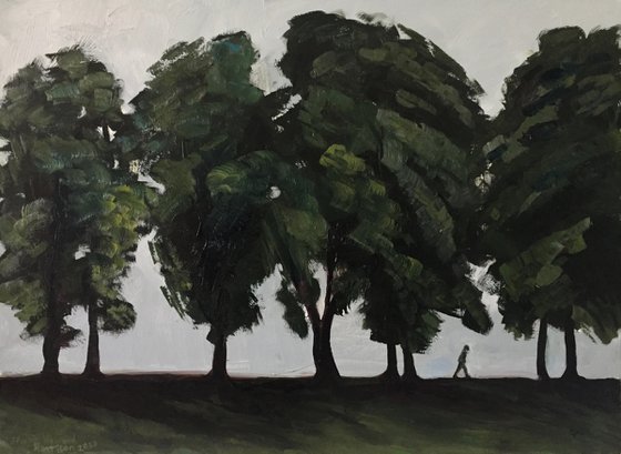 'Summer trees, distant mist, Inverleith Park, Edinburgh'