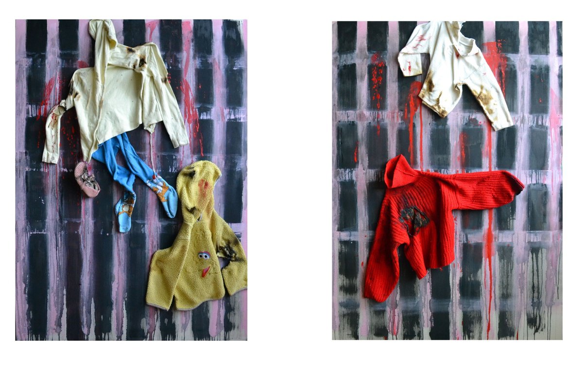 Abstract Painting By Gela Mikava, 79 X 55, Untitled (War Children, Original Artwork