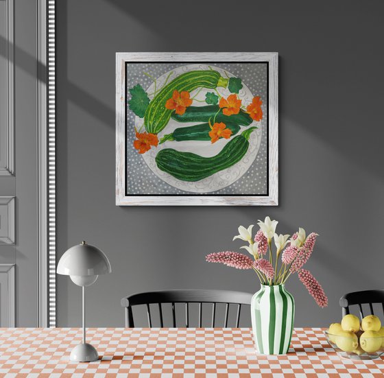 Courgettes and nasturtiums