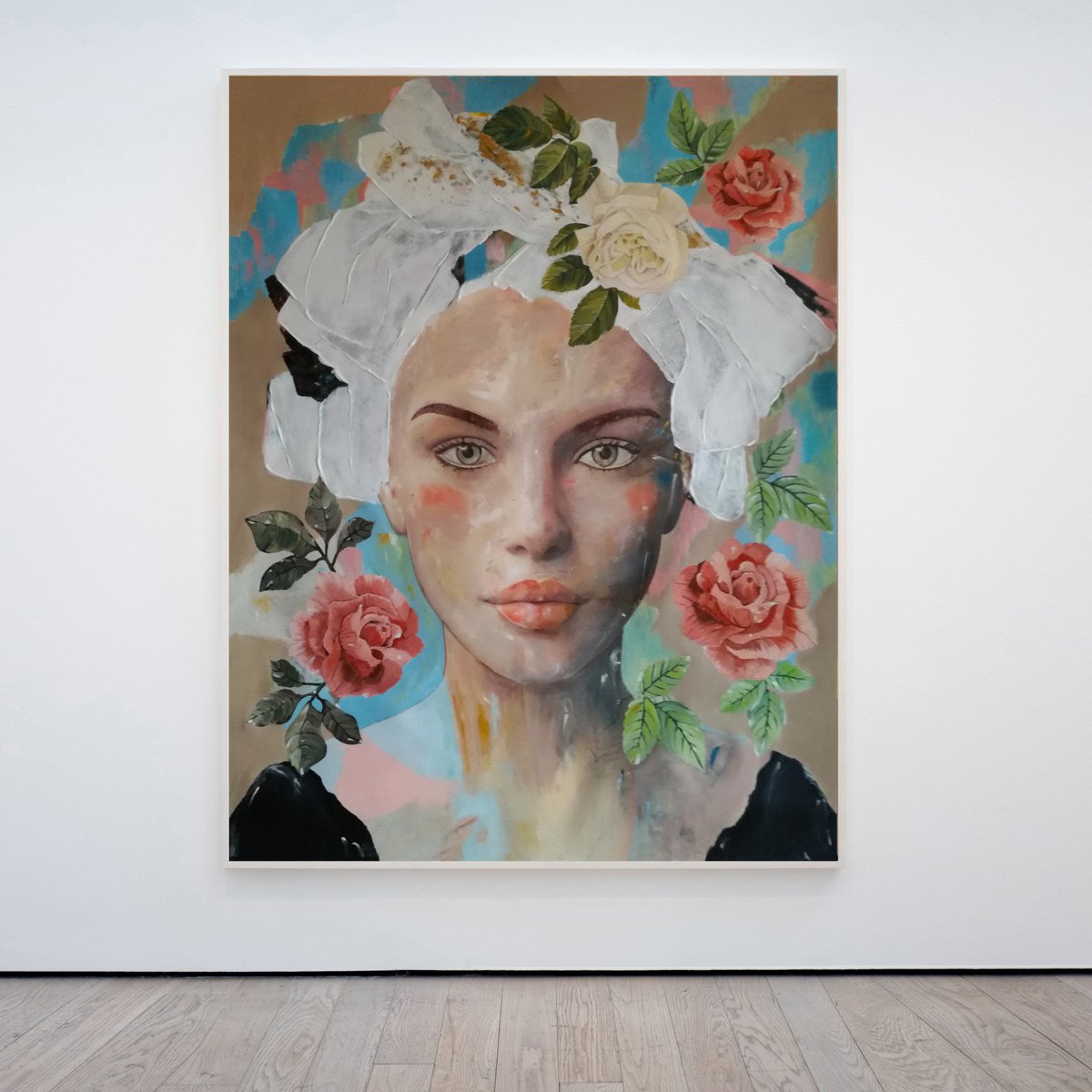 Mysterious Rose Collection - Louise - Art-Deco - Colonial - Portrait - XL LARGE PAINTING by Artemisia