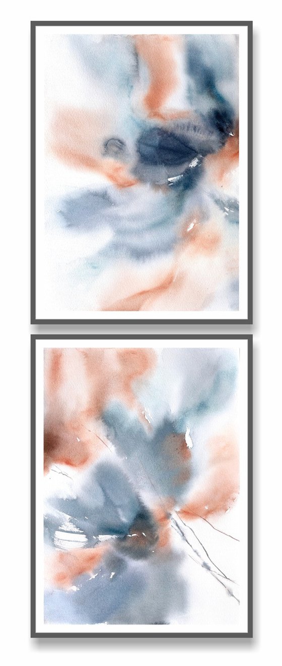 Abstract flowers diptych