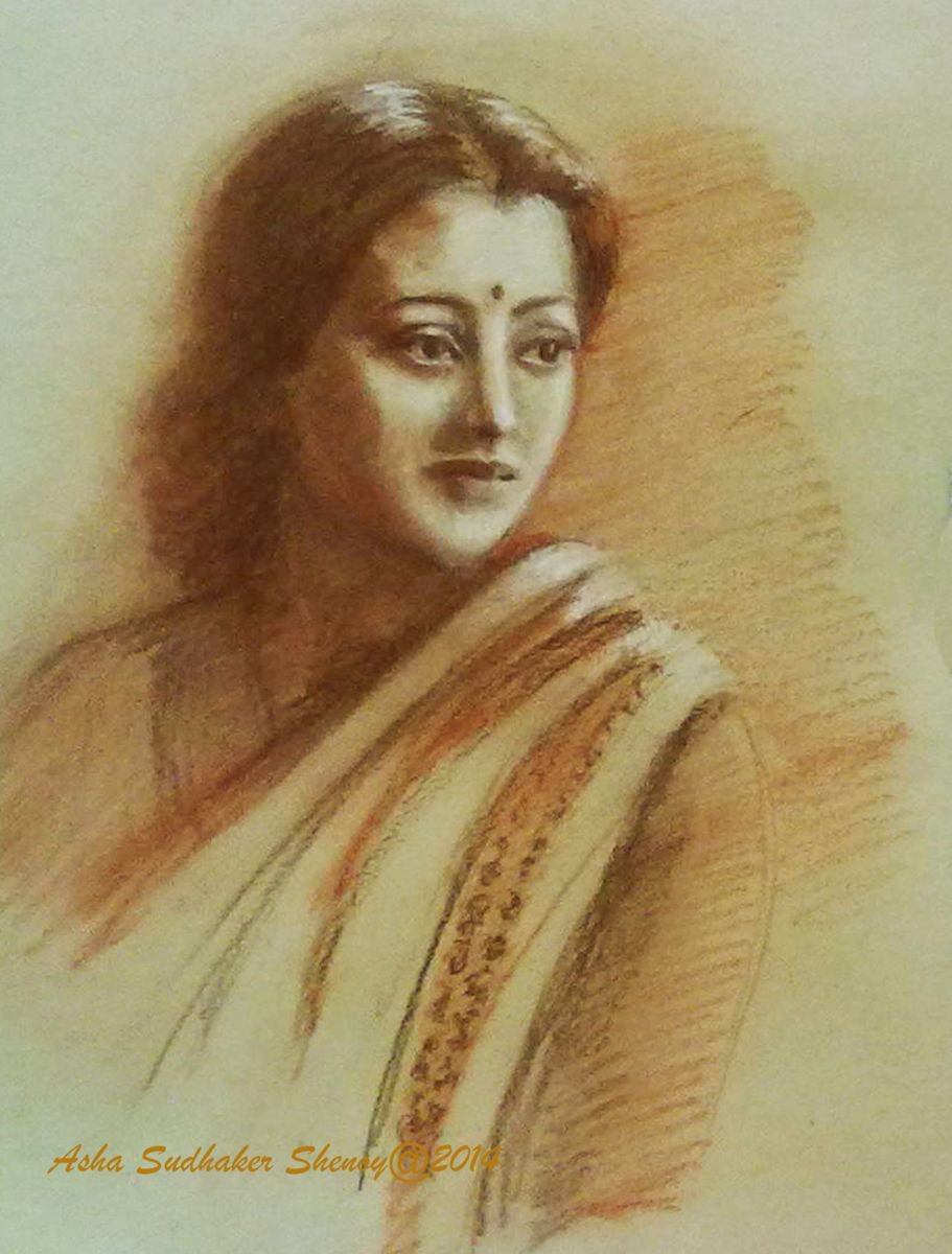 Portrait Drawing of an Elegant lady by Asha Shenoy