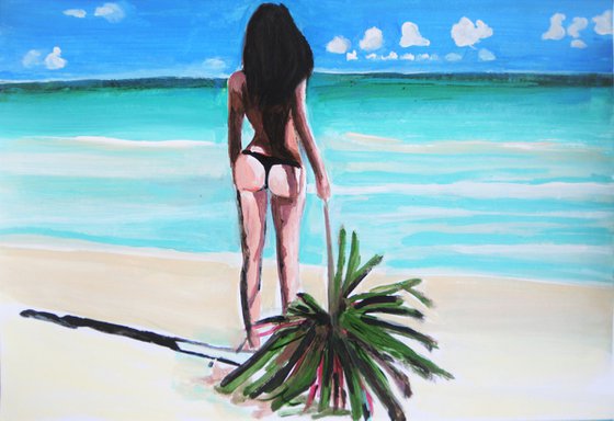 Girl on the beach / 42 x 29.7 cm