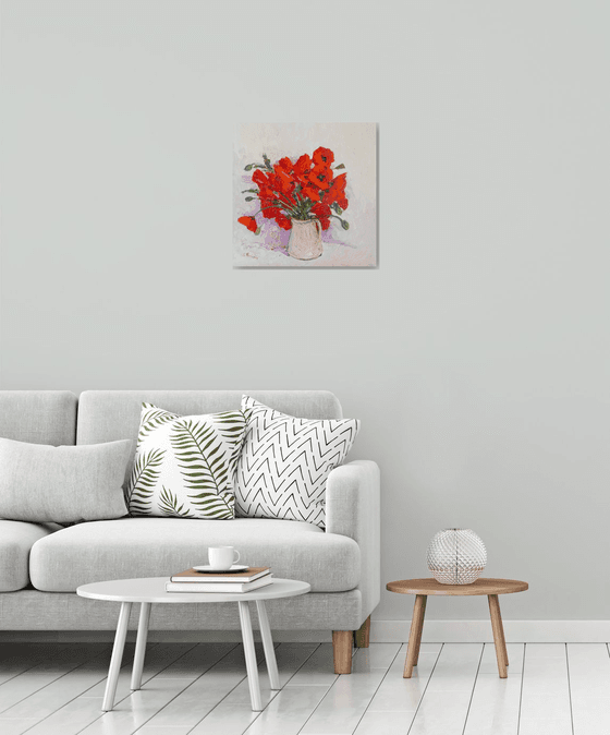 Wild Poppies on the White Background
