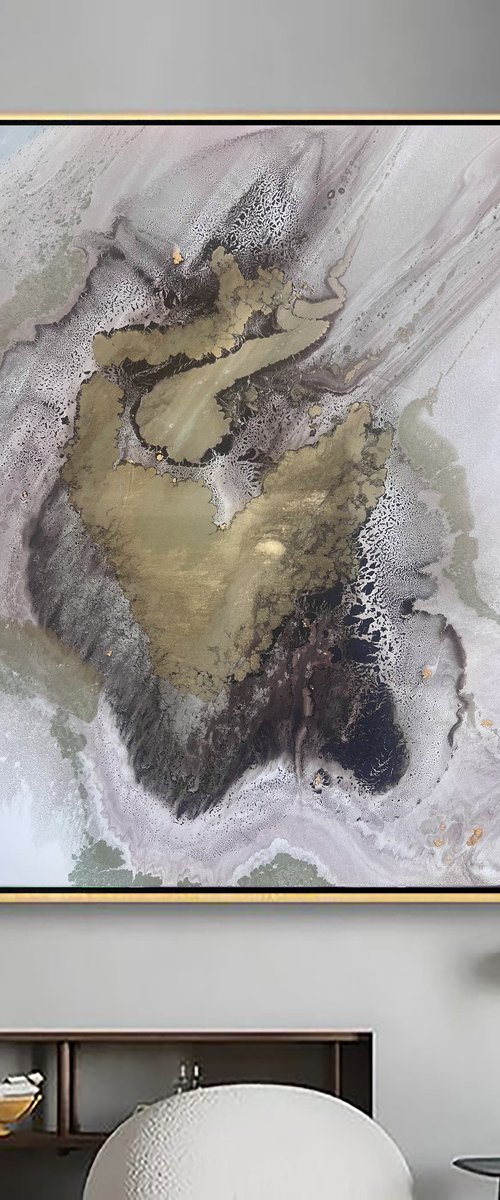 Golden Abstract heart. by Marina Skromova