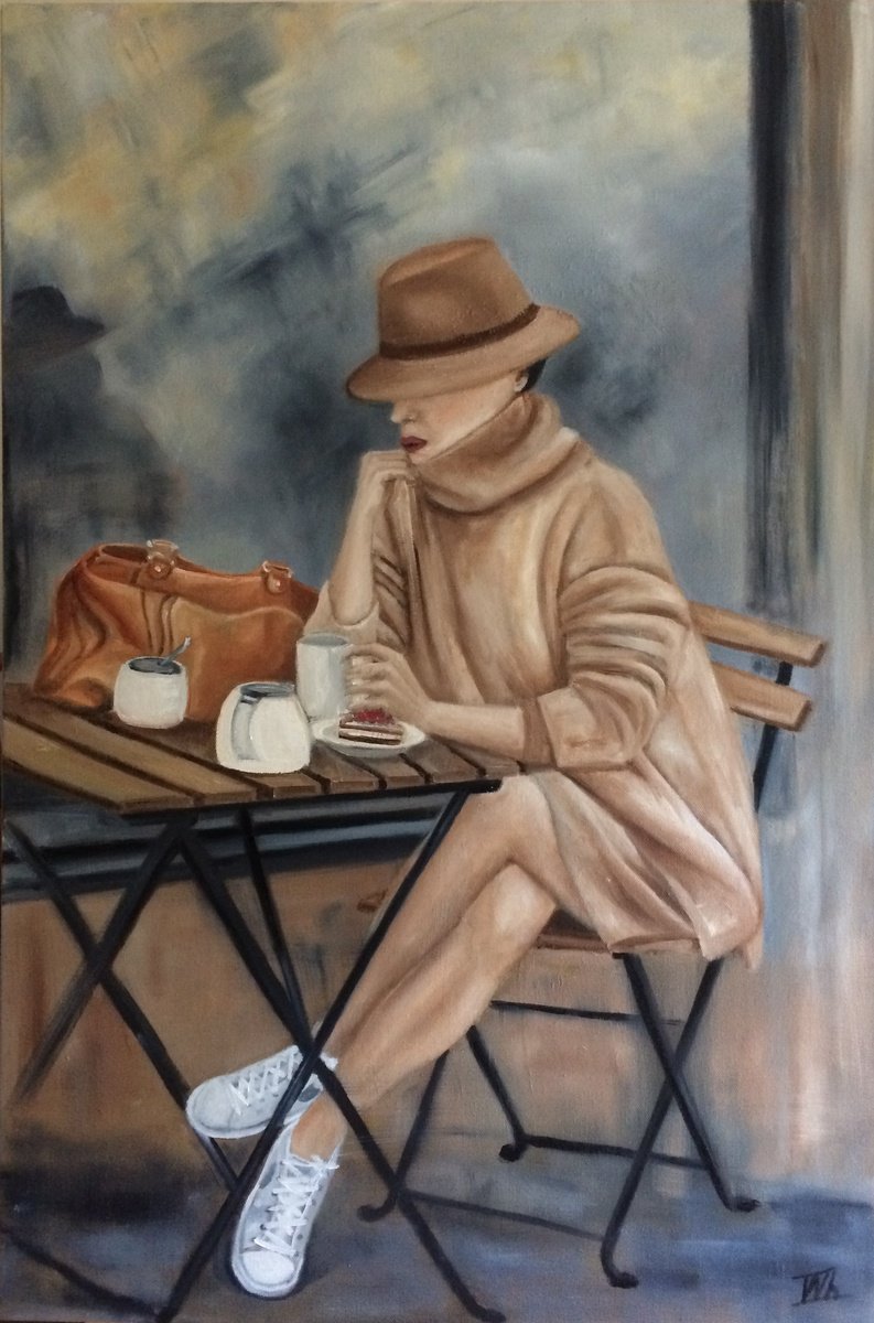 Impressionistic Portrait Oil Painting By Ira Whittaker, 20 X 30, Autumn Reflections, Original Artwork