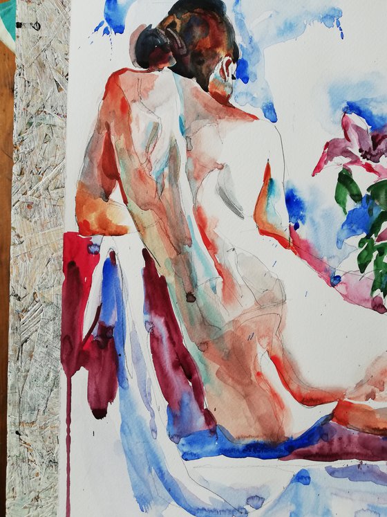 Nude with Lilies