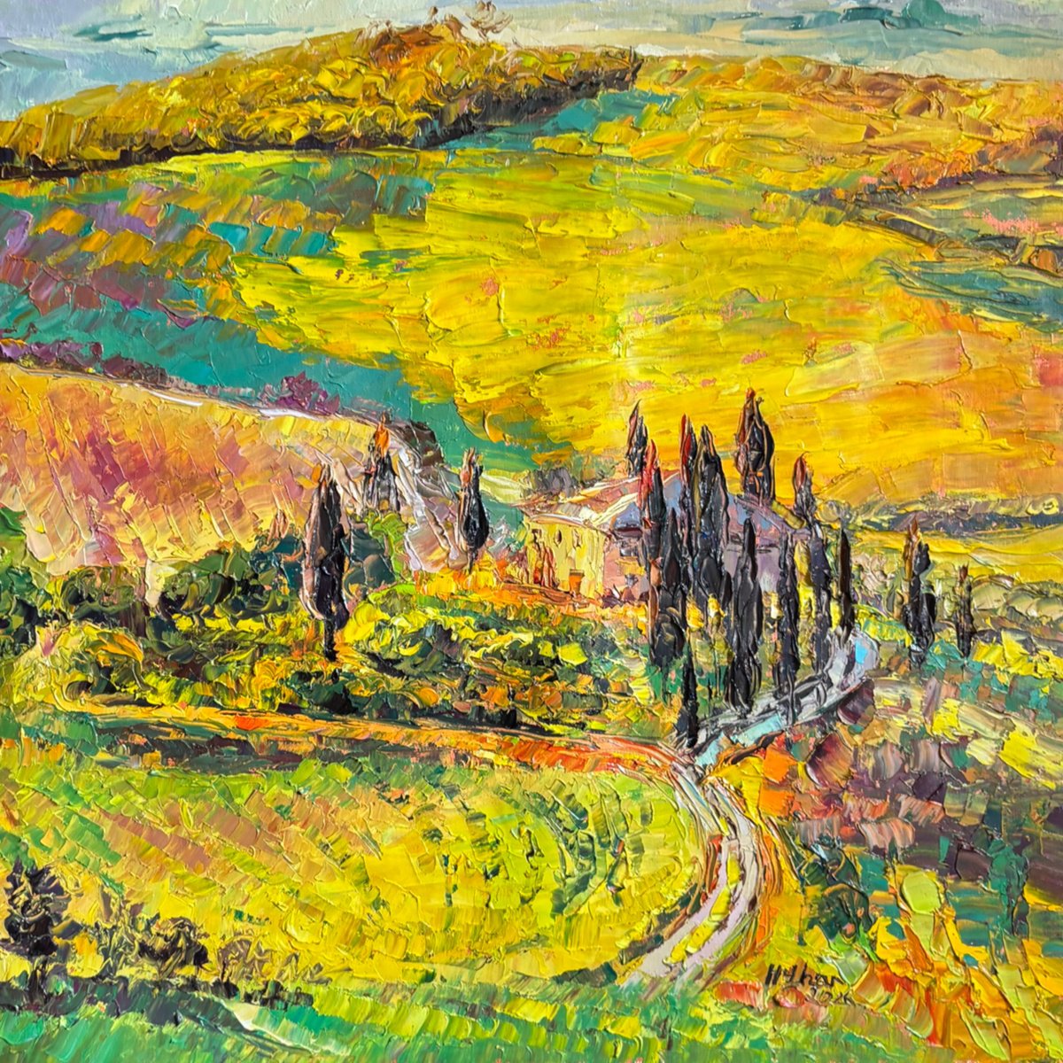 Mariia Hyhar | Original Oil Painting | Tuscany. Autumn Mood | 45 X 45Cm | Artwork For Sale On Artfinder