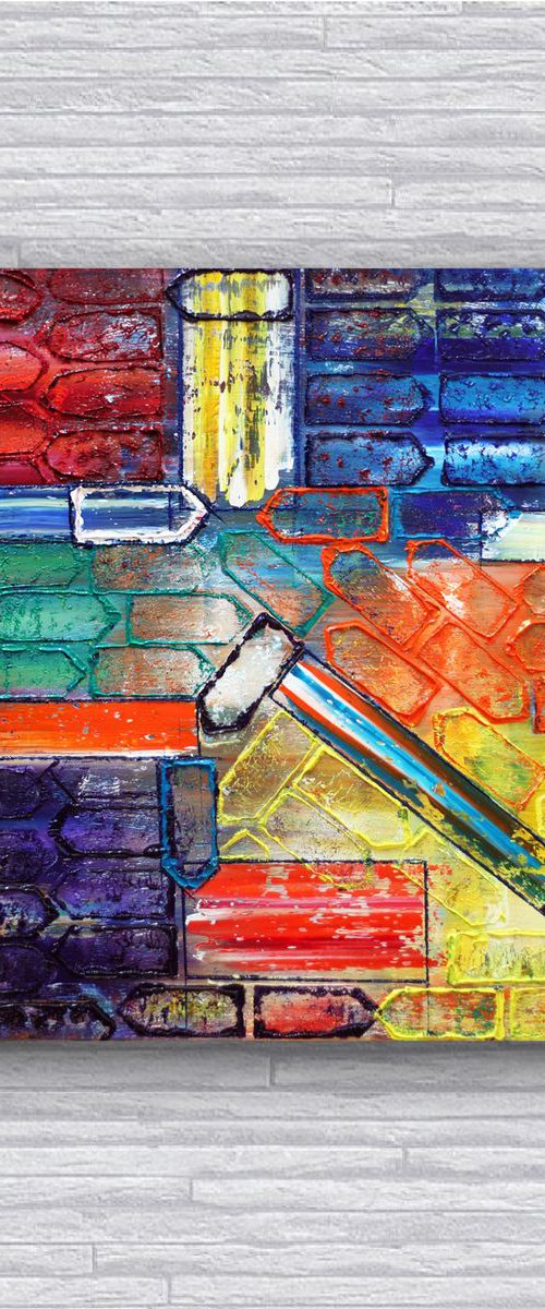 "The City Shuffle" - FREE Shipping to the USA - Original PMS Abstract Oil Painting On Canvas - 30" x 30" by Preston M. Smith (PMS)