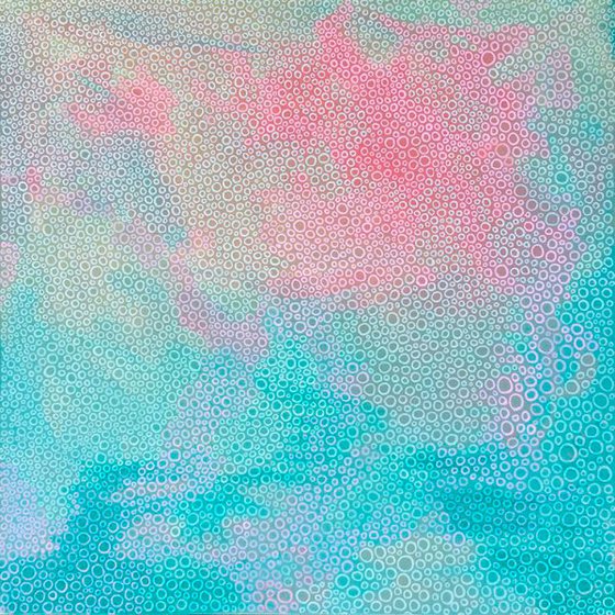 Soft seas I - beach abstract in pinks and blues