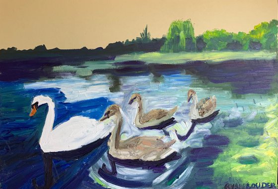 Swans On A Lake