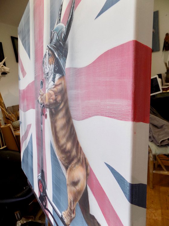 British Bull Dog and union jack flag painting "Blaze Your Own Trail"