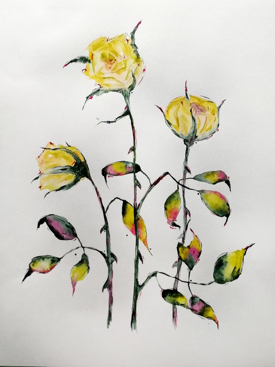 Yellow roses painting.