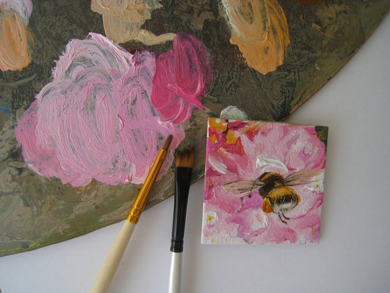 Bumblebee on Pink Petals