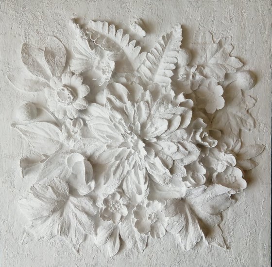 sculptural wall art "Composition with a large flower"